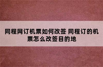 同程网订机票如何改签 同程订的机票怎么改签目的地